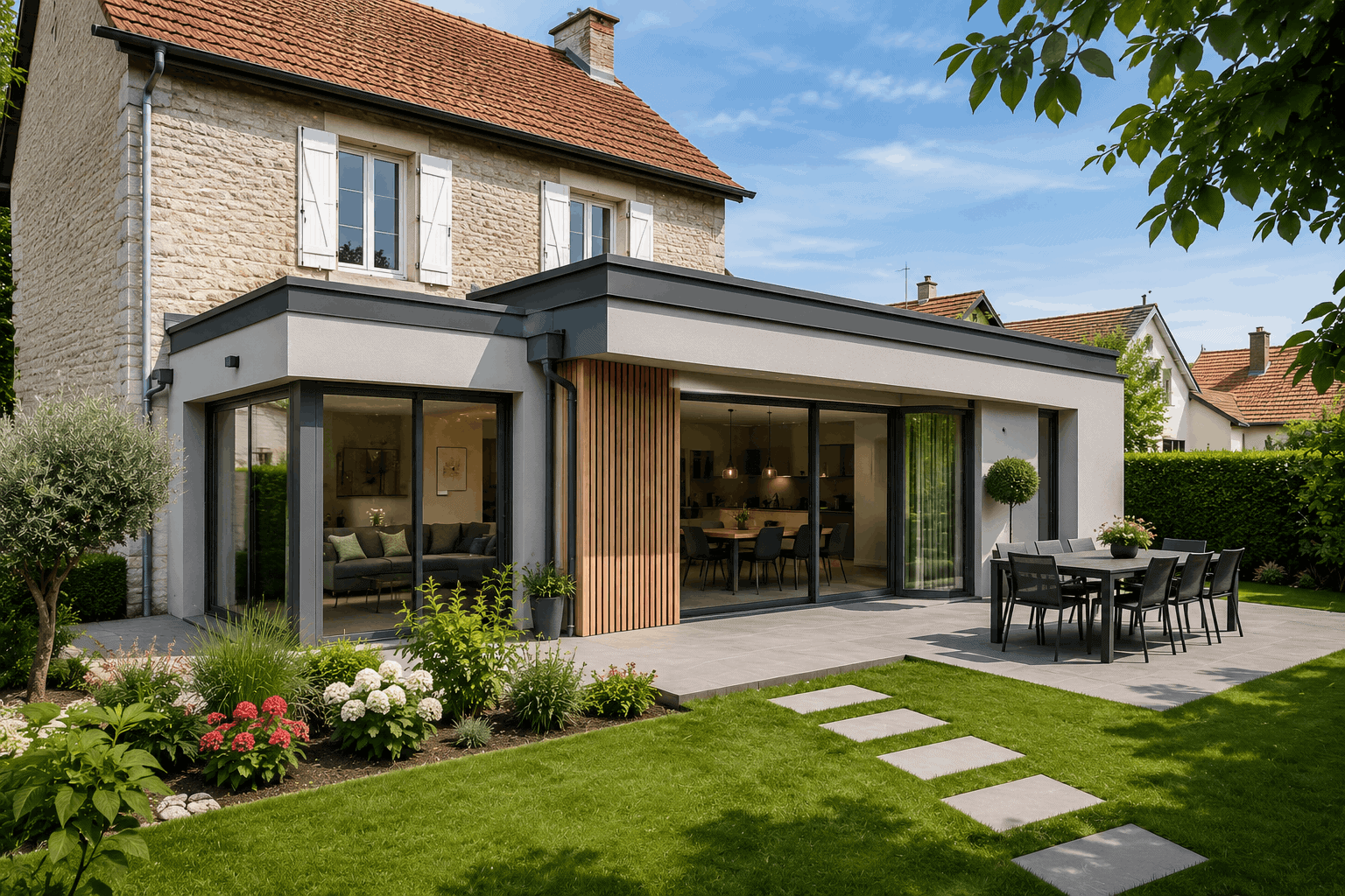 Projet d'agrandissement d'habitation moderne réalisé par une entreprise de rénovation et d'extension à Strasbourg