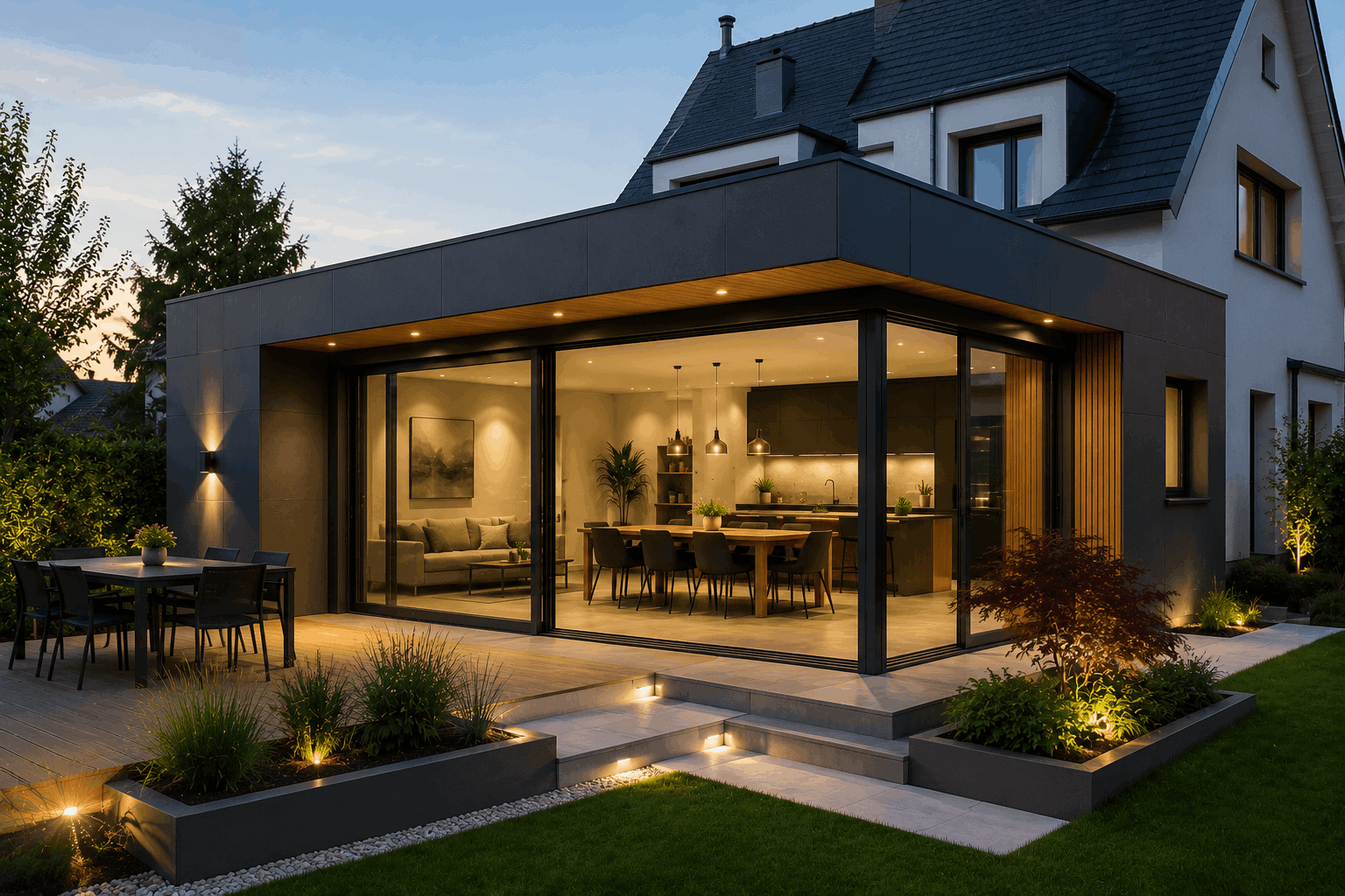 Extension contemporaine moderne réalisée par une entreprise de rénovation et d'extension à Strasbourg