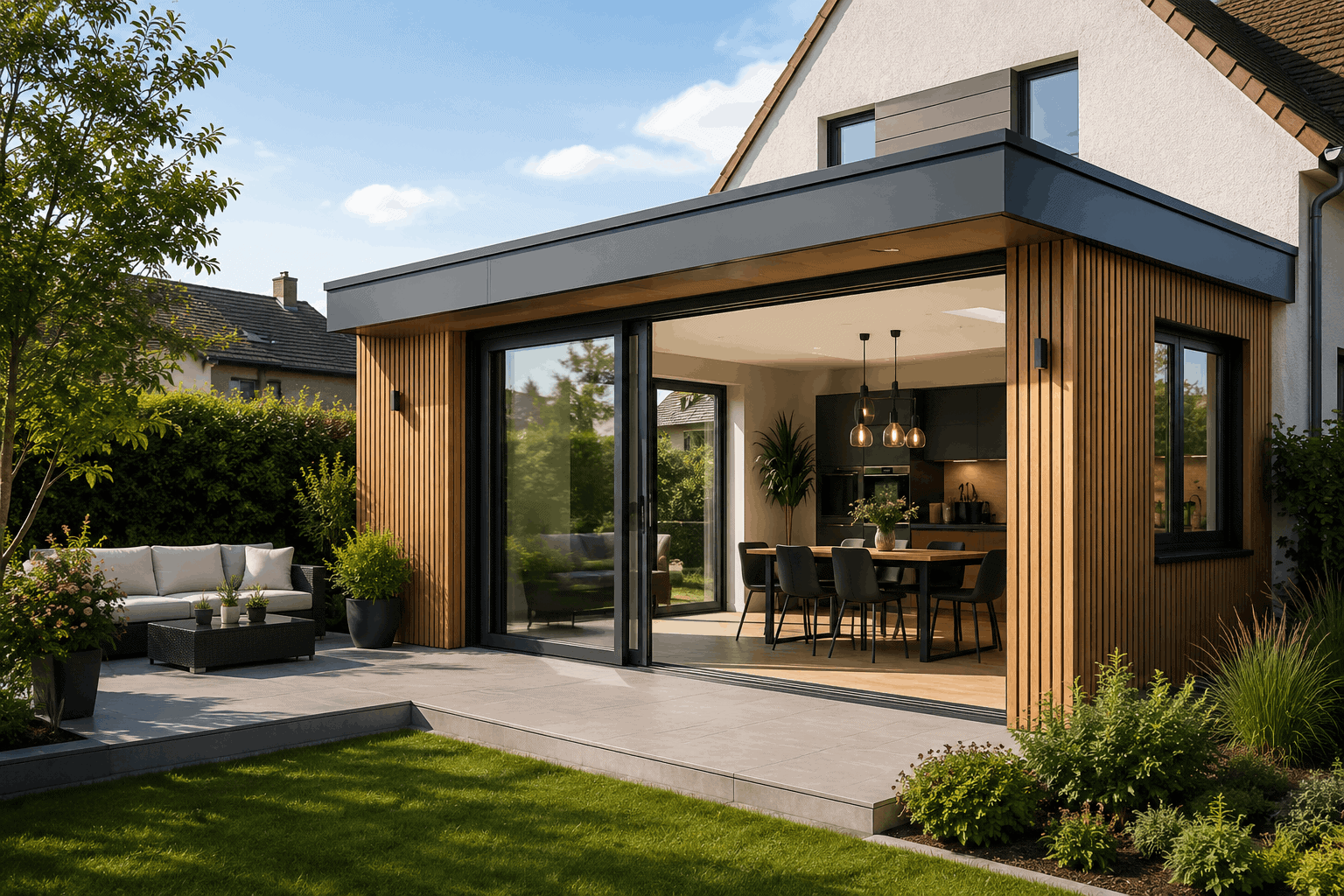 Extension moderne de maison réalisée par une entreprise de rénovation et d'extension à Strasbourg