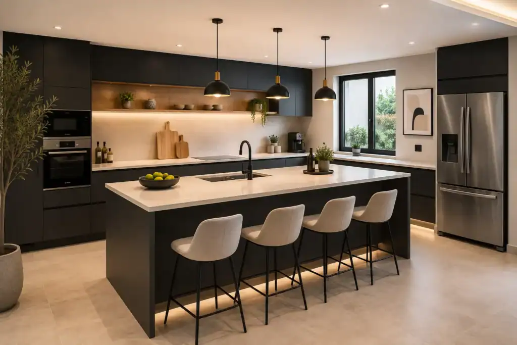 Rénovation de cuisine sur mesure à Strasbourg avec îlot central