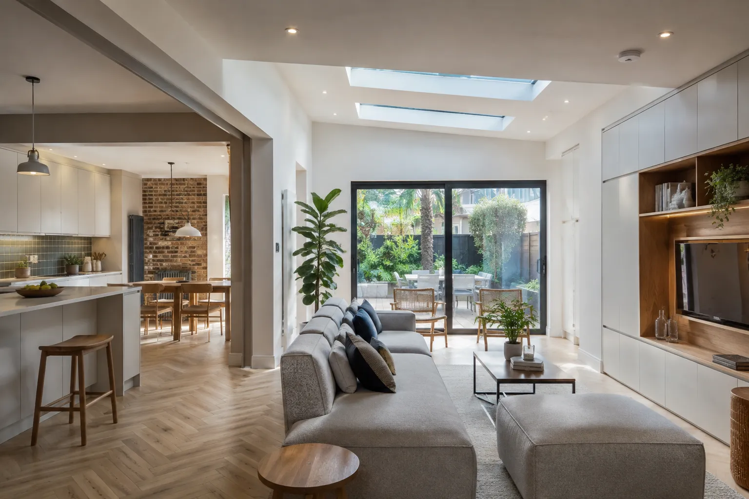 Aménagement intérieur d'une extension de maison à Strasbourg avec finitions soignées
