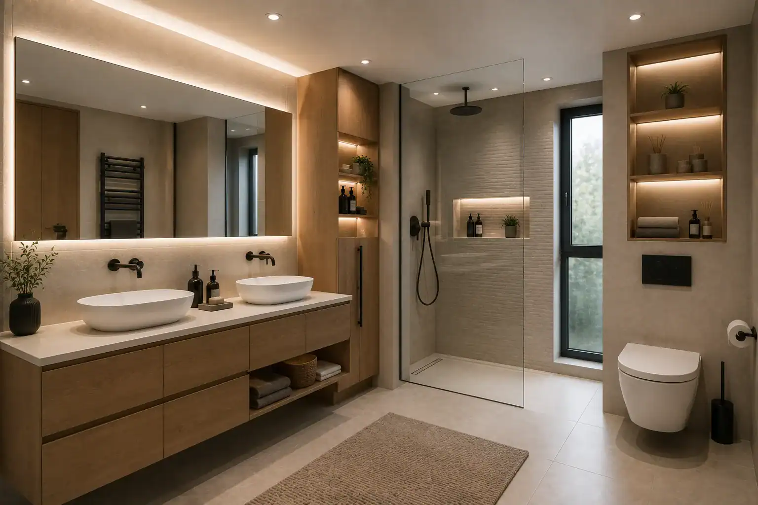 Mobilier et finitions d’une salle de bain rénovée à Strasbourg